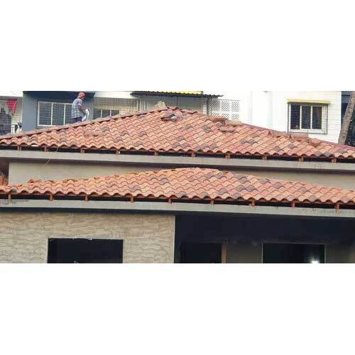 Imported Clay Tiles - Large 12 Inch x 12 Inch, Glossy Brown and Tan Square Edge Roof Tiles
