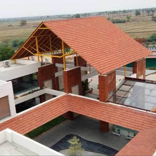 Clay Tiles - Large (12 inch x 12 inch) Green Glossy Coated Ceramic, Square Edge Design for Exterior Roof Applications