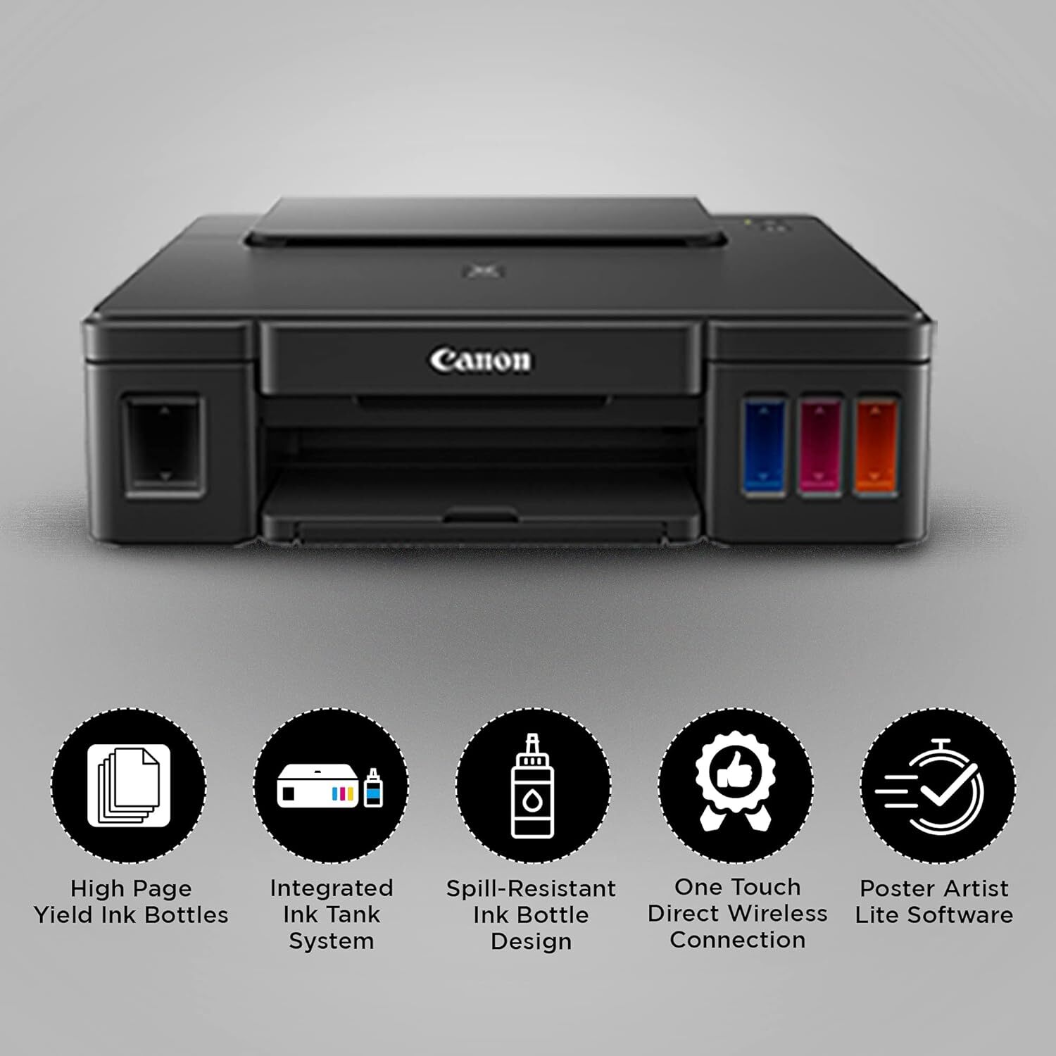 Pixma G3010 Printer - High Page Yield Ink Bottles 7,000 Pages, Integrated Ink Tank System, Spill-resistant Design, One-touch Wireless Connection, Up To 4800x1200 Dpi