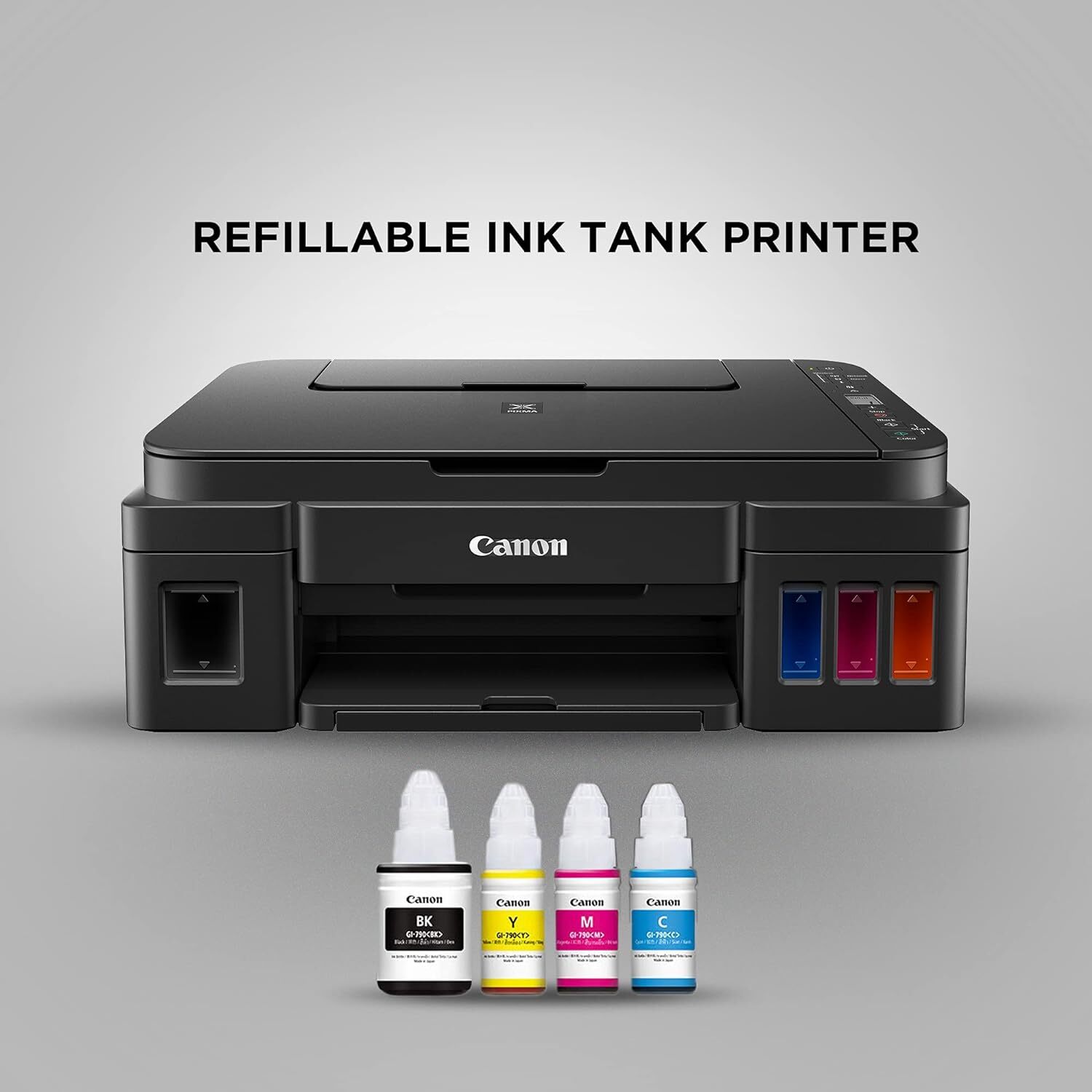 Pixma G3010 Printer - High Page Yield Ink Bottles 7,000 Pages, Integrated Ink Tank System, Spill-resistant Design, One-touch Wireless Connection, Up To 4800x1200 Dpi