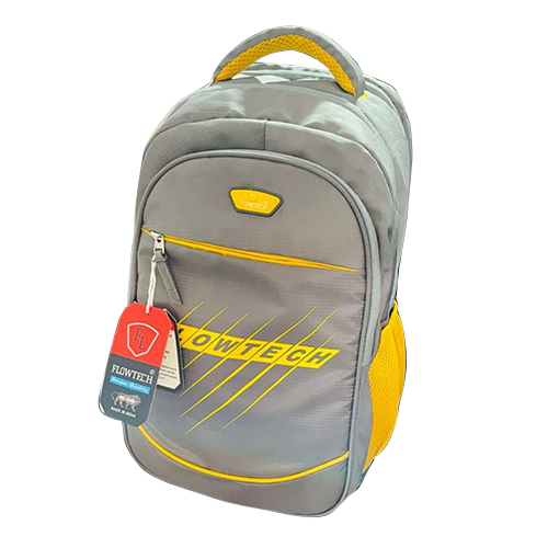 Casual Laptop Backpack Bags - Durable Material, Spacious Interior, Grey & Yellow Design | Customizable Size, Trendy Printed Design, Multiple Organizing Pockets