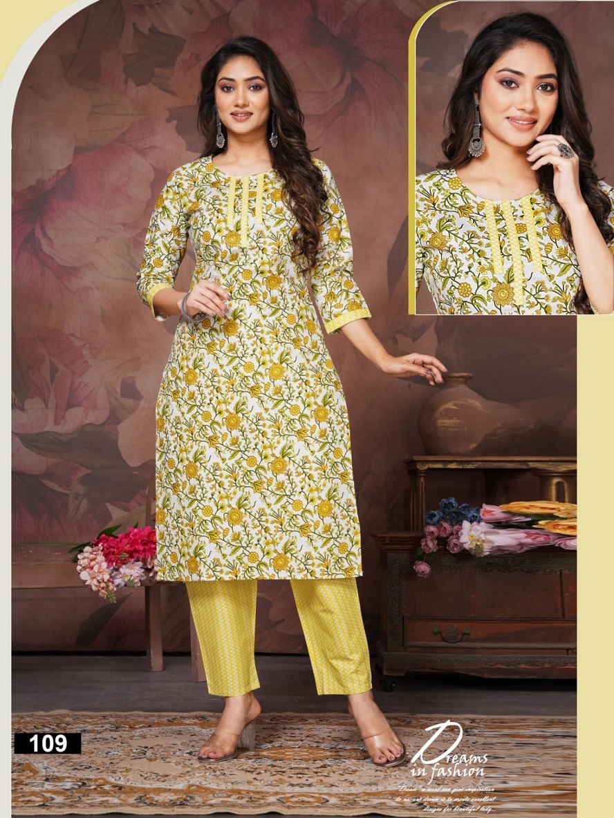 Shivay Kajol Vol-1 Kurti With Pant - Pure Cotton, Size L(40)/xl(42)/2xl(44) | Top Heavy And Bottom Heavy Printed Design