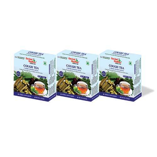 Govind Madhav Cough Tea - 50gm X 3 Pack | Pure Natural Powder, Good Aroma, Brown Color, Fssai & Iso 9001:2015 Certified