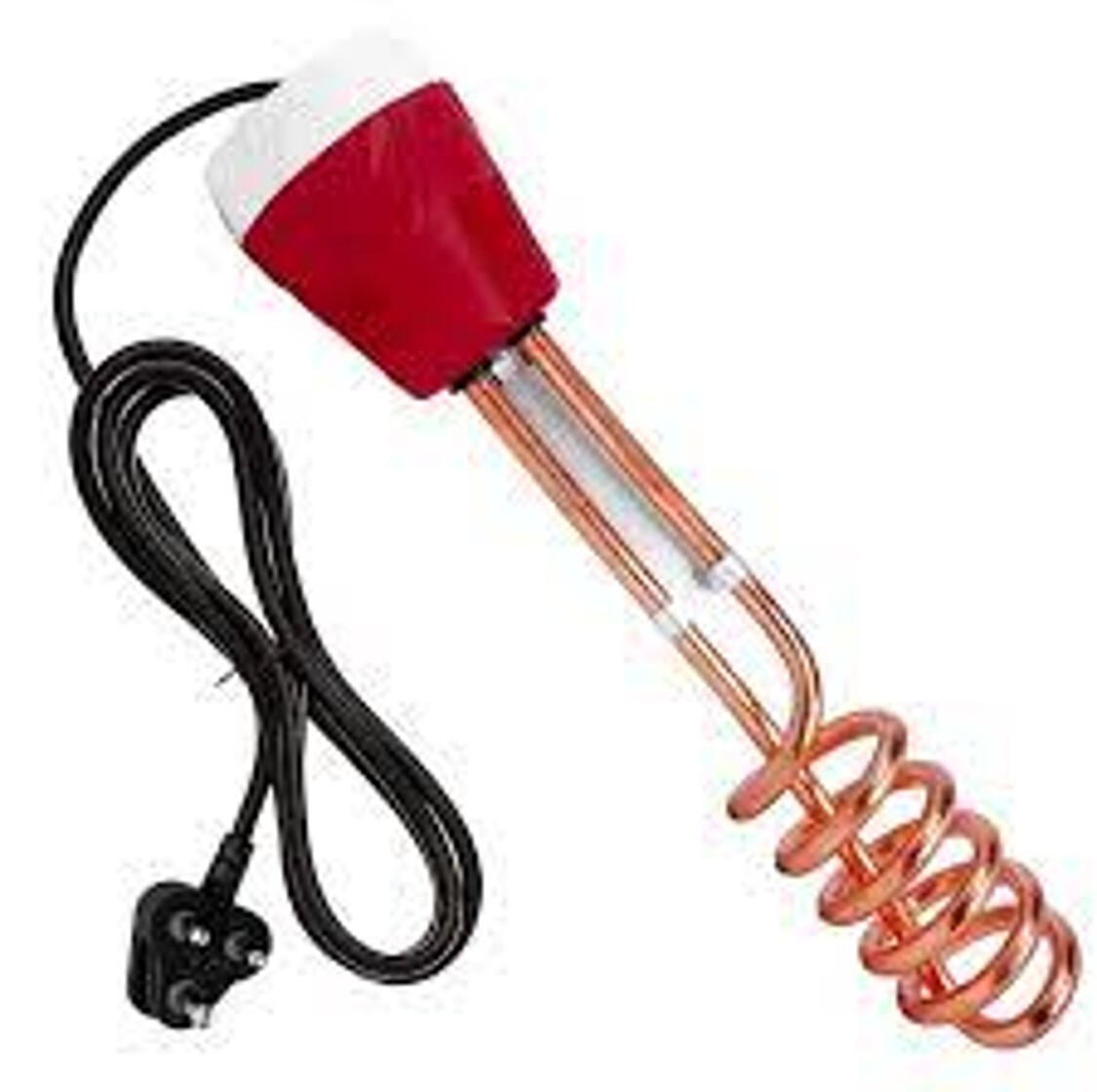 Immersion Rod - Copper & Plastic, 250-300 Mm Length | 1000-2000w Power, Indian Plug For Efficient Heating Of Liquids