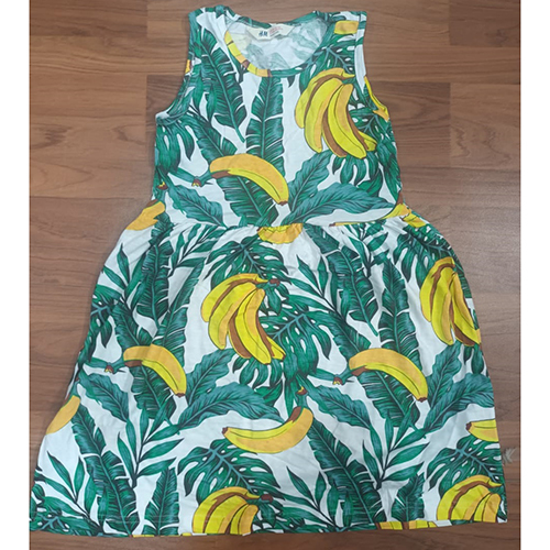 लड़कियों का प्रिंट वाला बिना बाजू का फ्रॉक