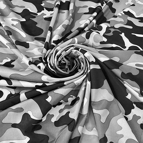 White/black Army Print Fabric