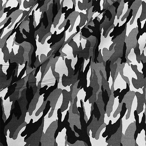 White/black Army Print Fabric