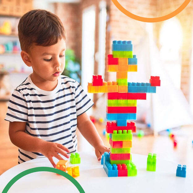 Building Blocks Set For Kids - 60 Multicolor Bricks, 22x21x7 Cm | Safe, No Burr, Portable Zippered Packet, Enhances Creativity And Intelligence