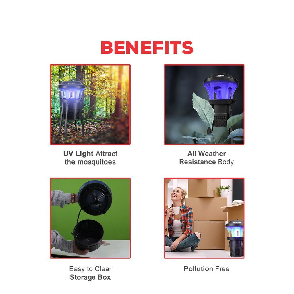 Insect Trapper - Abs Plastic Housing, 800sqft Coverage | Outdoor Use, Innovative Uv Lamp With Garden Stand, Chemical-free, Plug-and-play Device