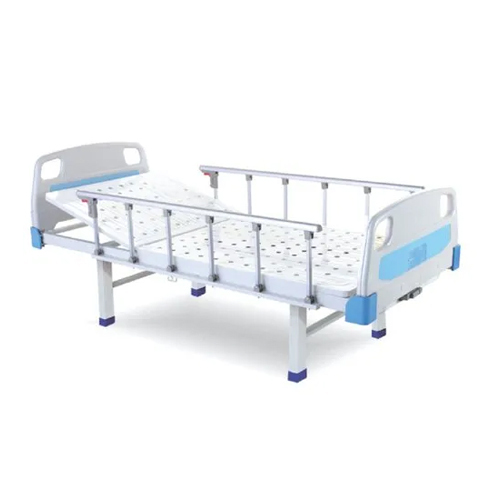 Electric Semi Fowler Bed - Stainless Steel, Foldable , White and Blue Color - Manual Power Source, Portable Design, Ideal for Home and Hospital Use