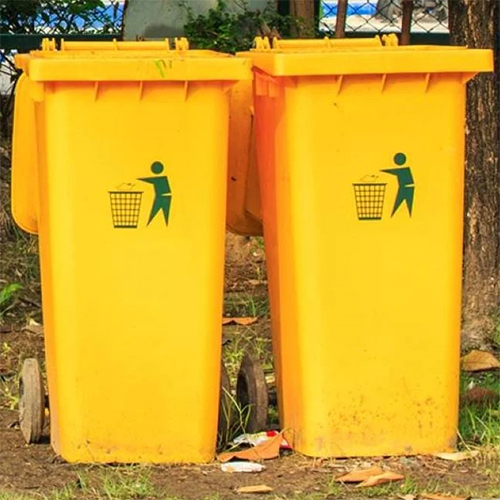 Yellow Hdpe Portable Garbage Bin