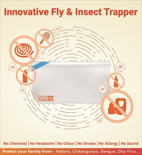Gw001 Fly Catcher - Abs Housing, 24x18.5x42cms | Innovative Indoor Sticky Trap With Nano Light Wave Technology, Zero Chemicals, No Noise Or Smoke, Targeting Flies & Insects, Covers 600sqft