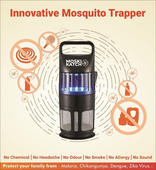 Moskikatch Mosquito Trapper - Abs Plastic Housing, Dia: 150mm X H: 383mm | Indoor Use, 600sqft Coverage, Bionic Violet Lamp, Chemical-free, Zero-toxic, Optimal Uv Bulb, Eco-friendly Solution