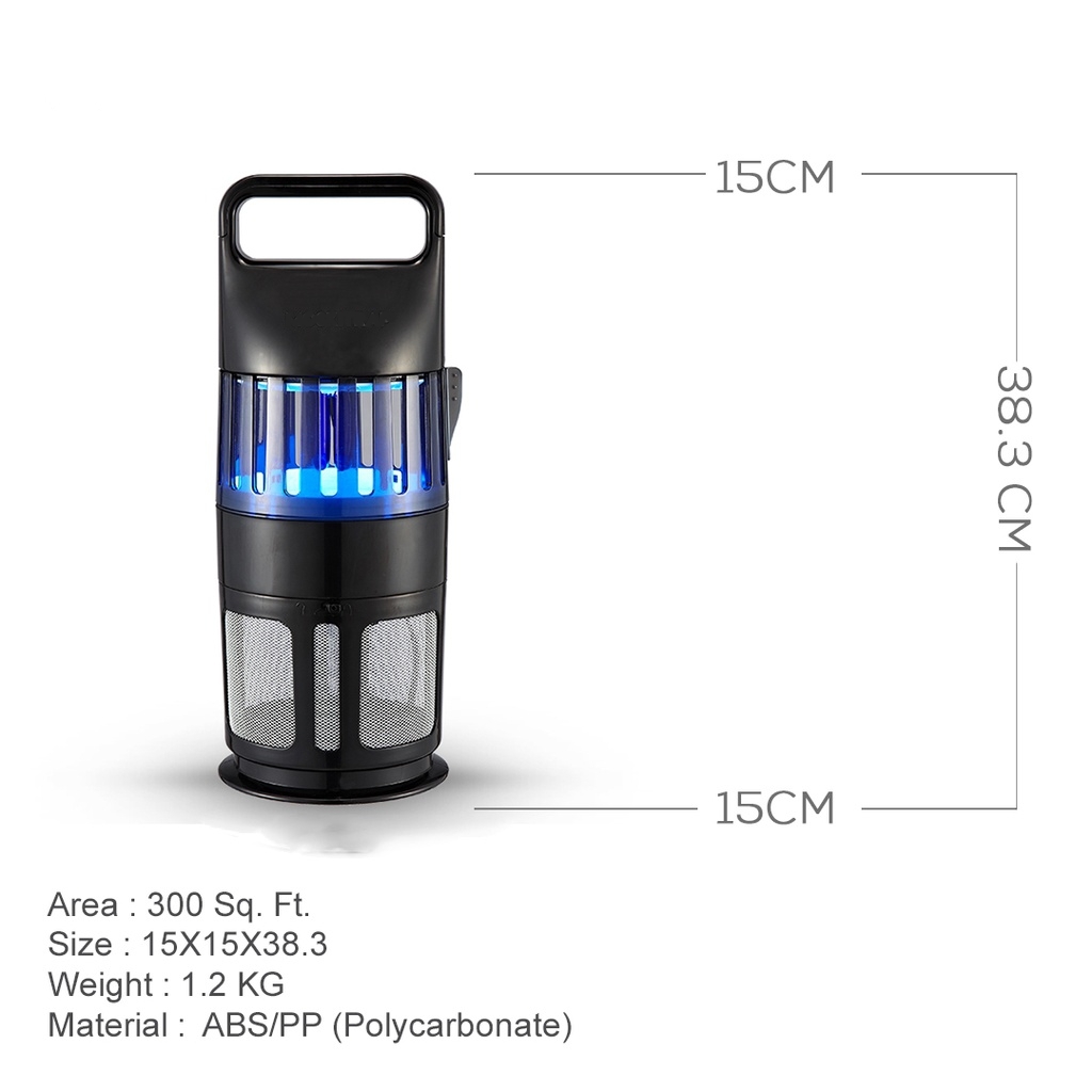 Moskikatch Mosquito Trapper - Abs Plastic Housing, Dia: 150mm X H: 383mm | Indoor Use, 600sqft Coverage, Bionic Violet Lamp, Chemical-free, Zero-toxic, Optimal Uv Bulb, Eco-friendly Solution