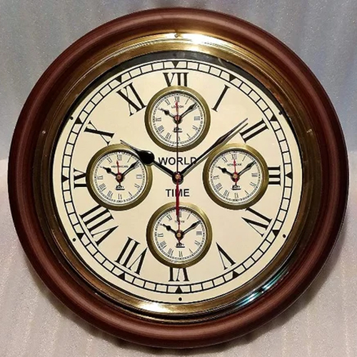 Brown World Time Wall Clock
