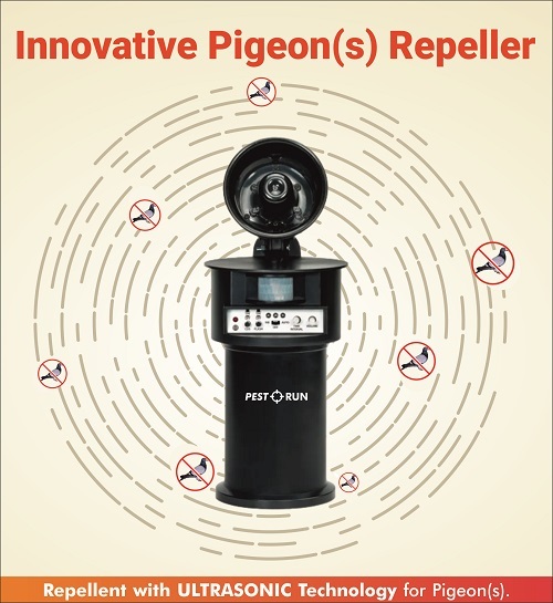 Pigeon Repeller - Abs Housing, 600sqft Coverage | Predatory Scare Sounds, Chemical-free Indoor & Outdoor Use