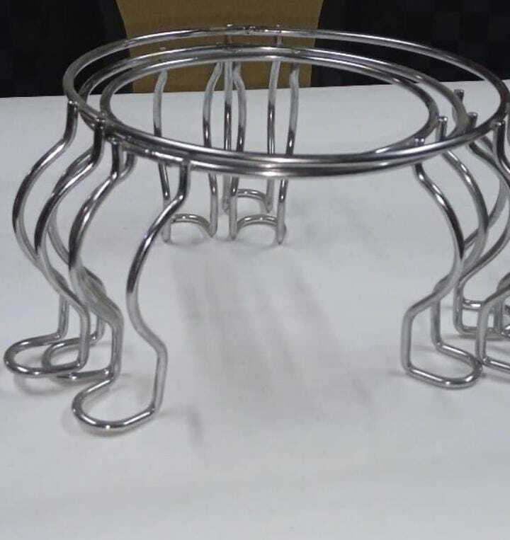 Stainless Steel 3pc Matka Stand Set - Color: Silver