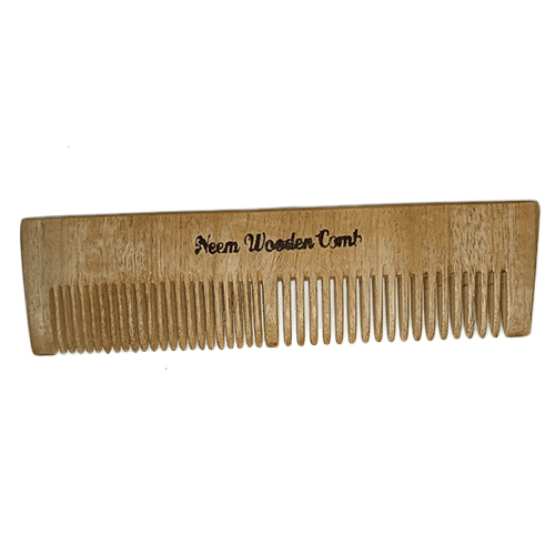 Natural Neem Wood Hair Comb - 8 Inch Solid Brown Matte Finish | Unisex Wide Teeth Design For Effortlessly Setting Hair In Place
