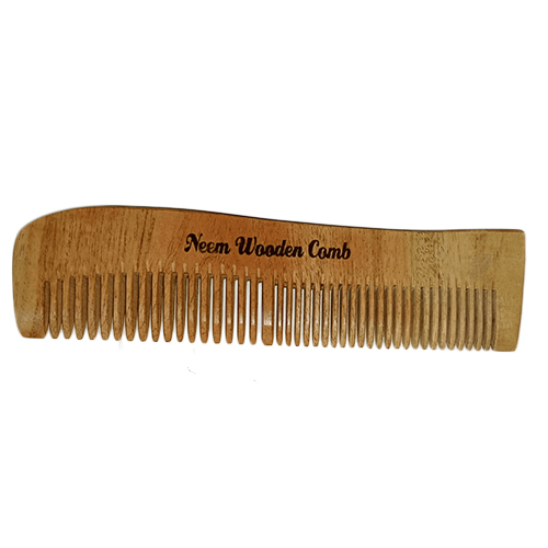 Natural Neem Wood Hair Comb - 8 Inch Solid Brown Matte Finish | Unisex Wide Teeth Design For Effortlessly Setting Hair In Place