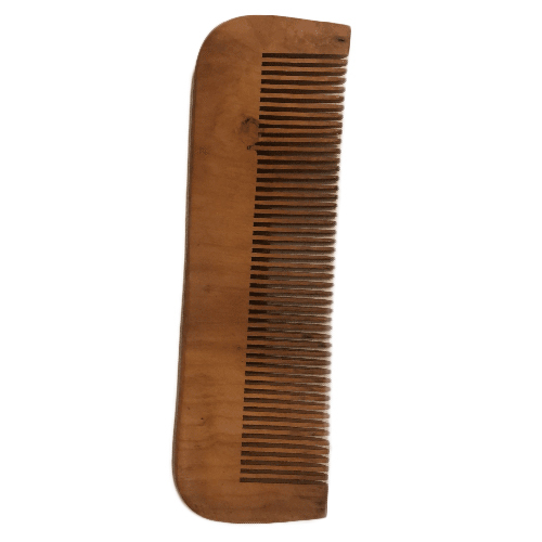 Natural Neem Wood Hair Comb - 8 Inch Solid Brown Matte Finish | Unisex Wide Teeth Design For Effortlessly Setting Hair In Place