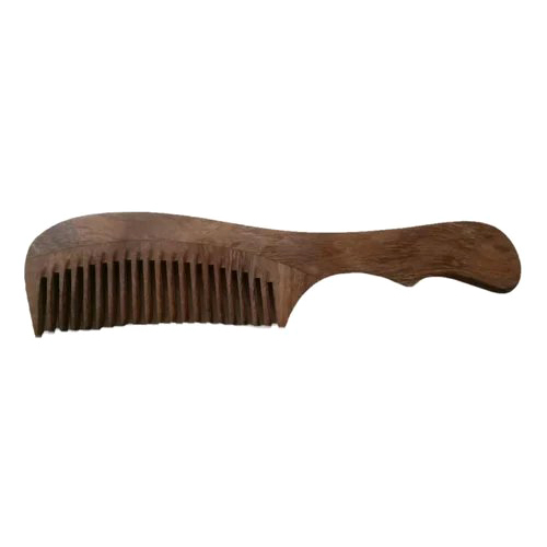 Natural Neem Wood Hair Comb - 8 Inch Solid Brown Matte Finish | Unisex Wide Teeth Design For Effortlessly Setting Hair In Place