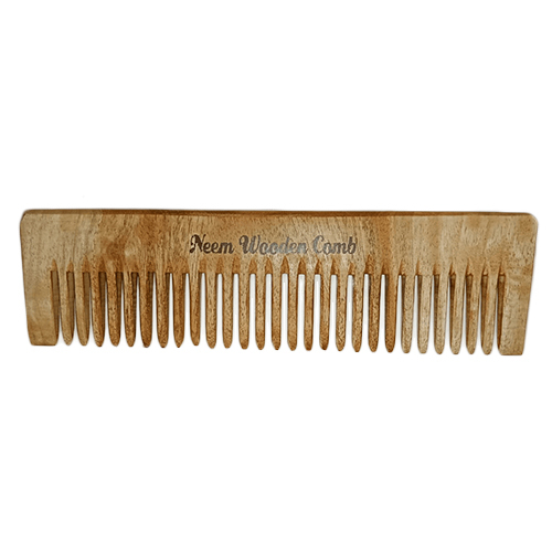 Natural Neem Wood Hair Comb - 8 Inch Solid Brown Matte Finish | Unisex Wide Teeth Design For Effortlessly Setting Hair In Place
