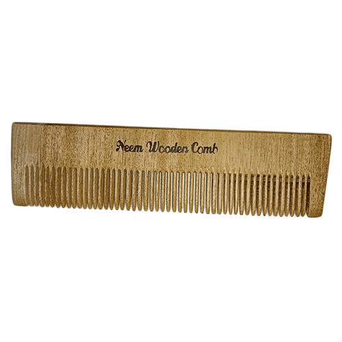 Natural Neem Wood Hair Comb - 8 Inch Solid Brown Matte Finish | Unisex Wide Teeth Design For Effortlessly Setting Hair In Place