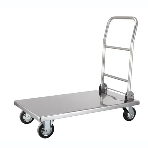 Mild Steel Platform Trolley - Different Size Options, Polished Silver Finish | Ideal for Industrial Applications