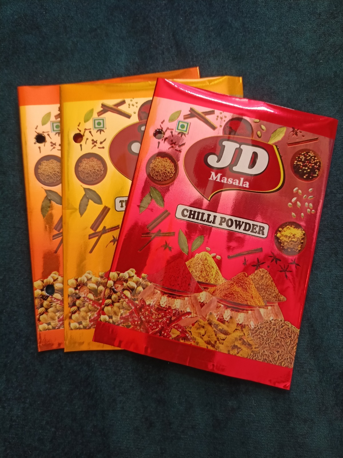 Red Printed Glossy Spices Packing Pouches