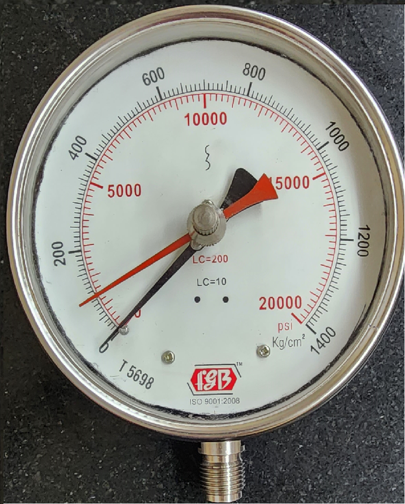 Bursting Pressure Gauge Maximum Red Pointer