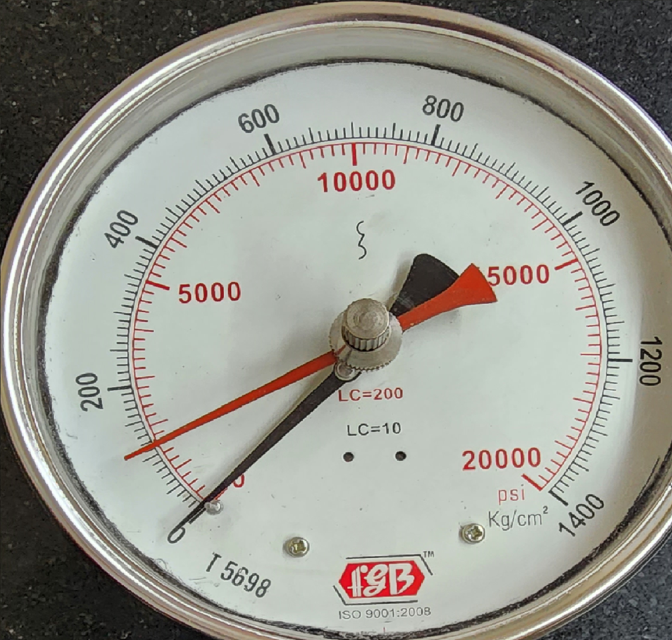 Bursting Pressure Gauge Maximum Red Pointer