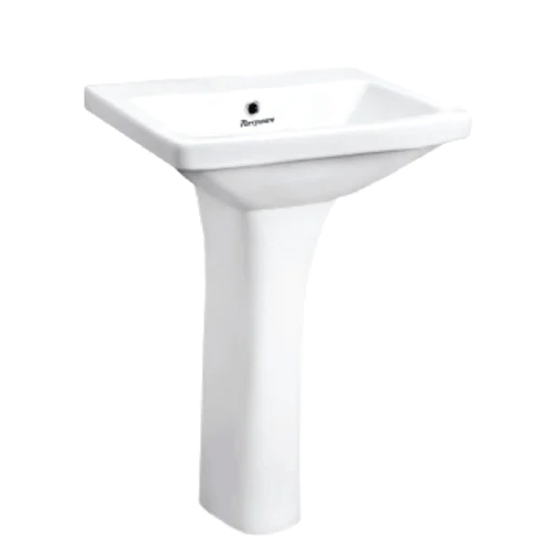 सफेद सिरेमिक पेडस्टल वॉश बासिन - माँ रानी सटी सेल्स