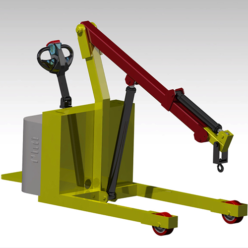 Fully Electric Floor Crane - Color: Yellow-red