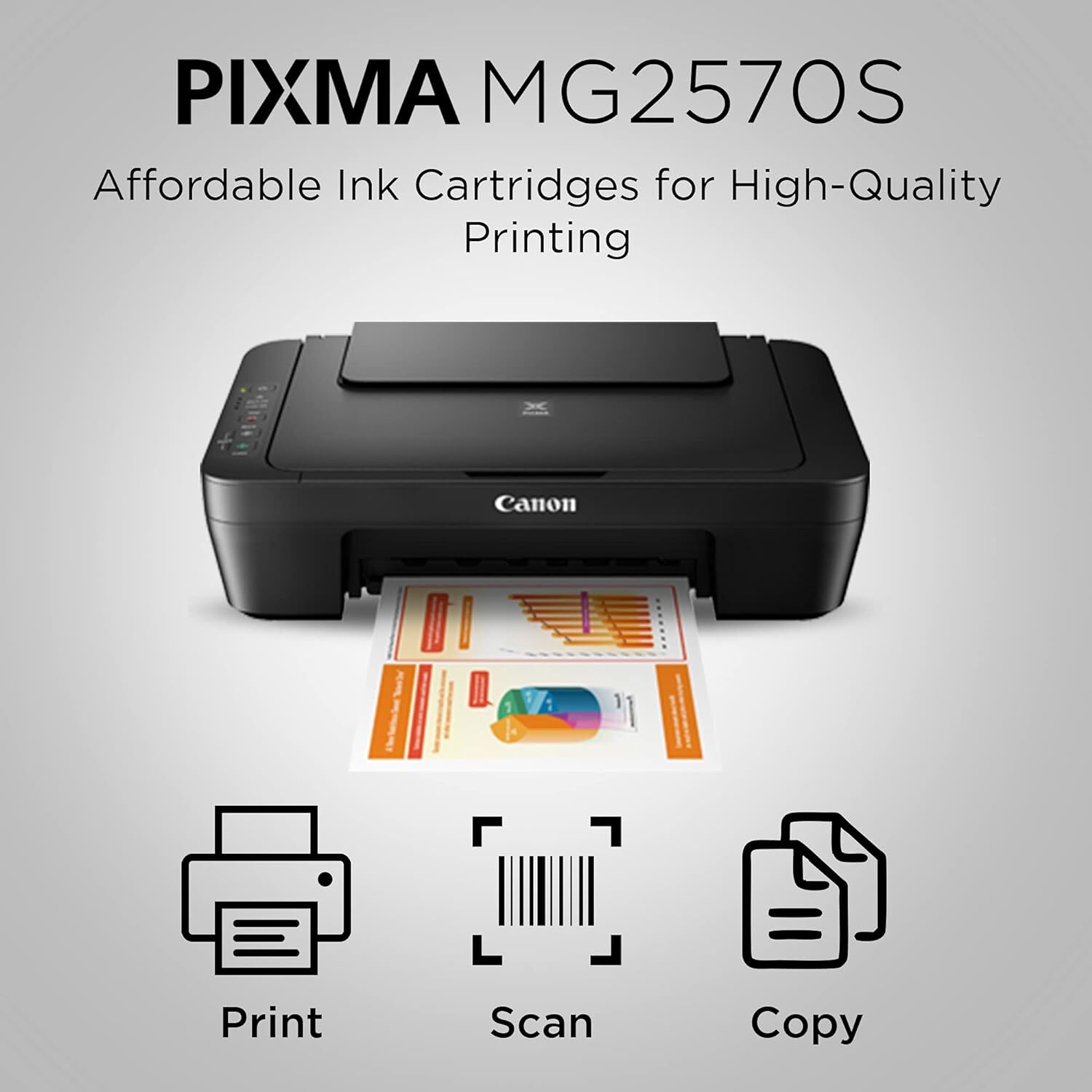 Pixma Mg2570s Printer - Compact, Lightweight, Iso Standard Print Speed Of 8.0/4.0 Ipm, Up To 4800x600 Dpi Resolution, Auto Power On, 60 Sheets Input | Cis Flatbed Scanner Up To 600x1200 Dpi
