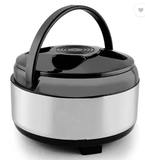 Stainless Steel Insulated Casserole - 1500 Ml Size Matte Black Finish Round Shape With Round Handles For Home & Kitchen Use
