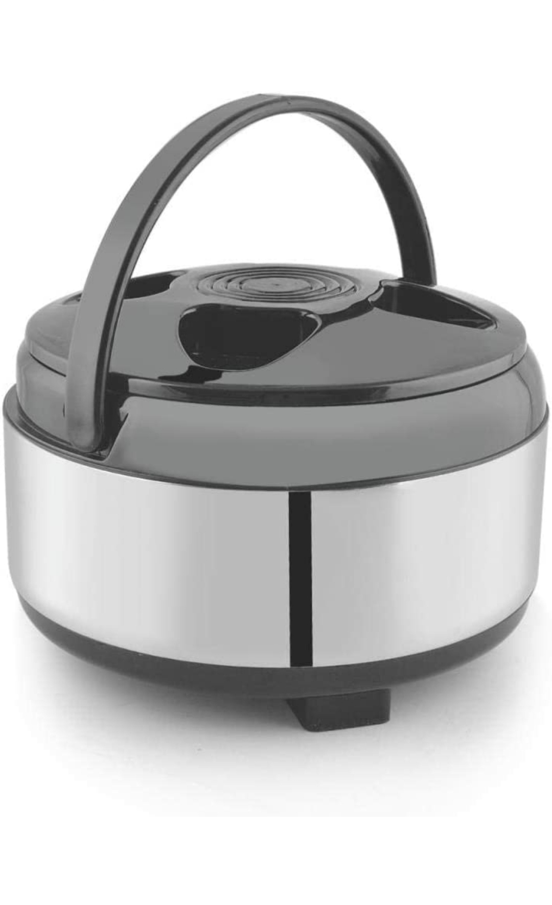 Stainless Steel Insulated Casserole - 1500 Ml Size Matte Black Finish Round Shape With Round Handles For Home & Kitchen Use