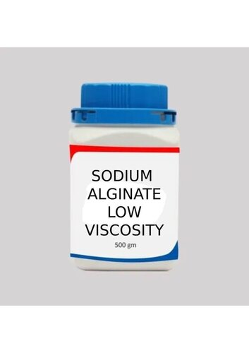 Sodium Alginate - Powder, 500gm Jar | White Color, Low Viscosity, 99% Purity, Water Soluble, Suitable for Food Processing, Pharmaceuticals, and Textiles