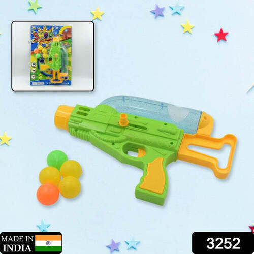 Manual Big Shooting 5 Ball Gun Toy - Plastic , 38x26x6 Cm , Colorful Plastic Balls | Child-safe Design With Easy-load Mechanism For Year-round Fun