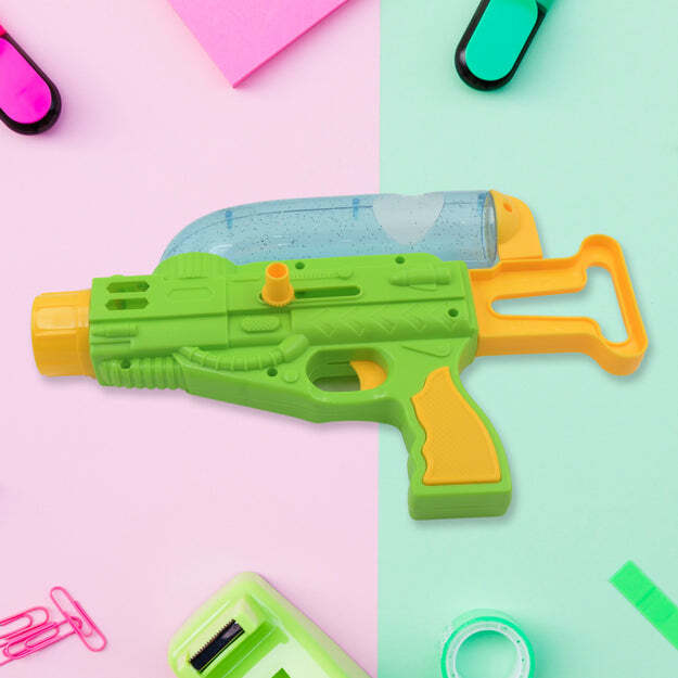 Manual Big Shooting 5 Ball Gun Toy - Plastic , 38x26x6 Cm , Colorful Plastic Balls | Child-safe Design With Easy-load Mechanism For Year-round Fun