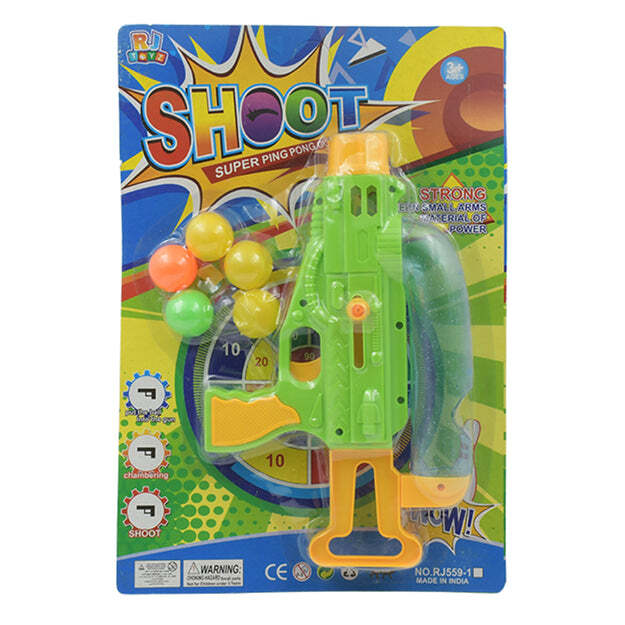 Manual Big Shooting 5 Ball Gun Toy - Plastic , 38x26x6 Cm , Colorful Plastic Balls | Child-safe Design With Easy-load Mechanism For Year-round Fun