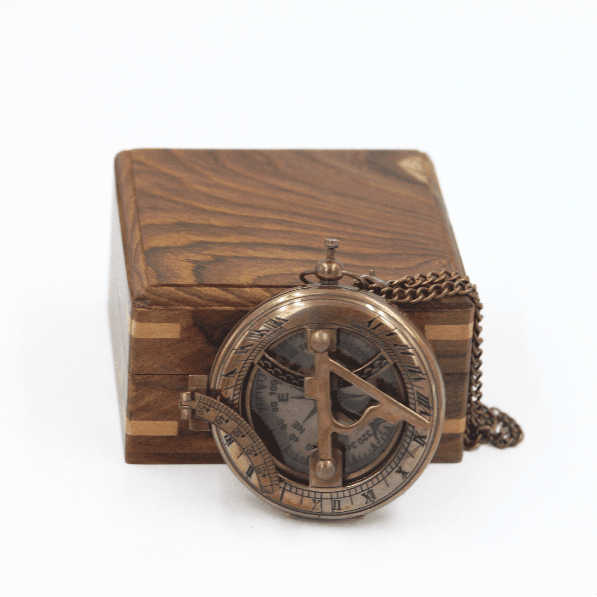 A Antique Brown Finish To My Son Compass Personalized Sundial Compass With Leather Case