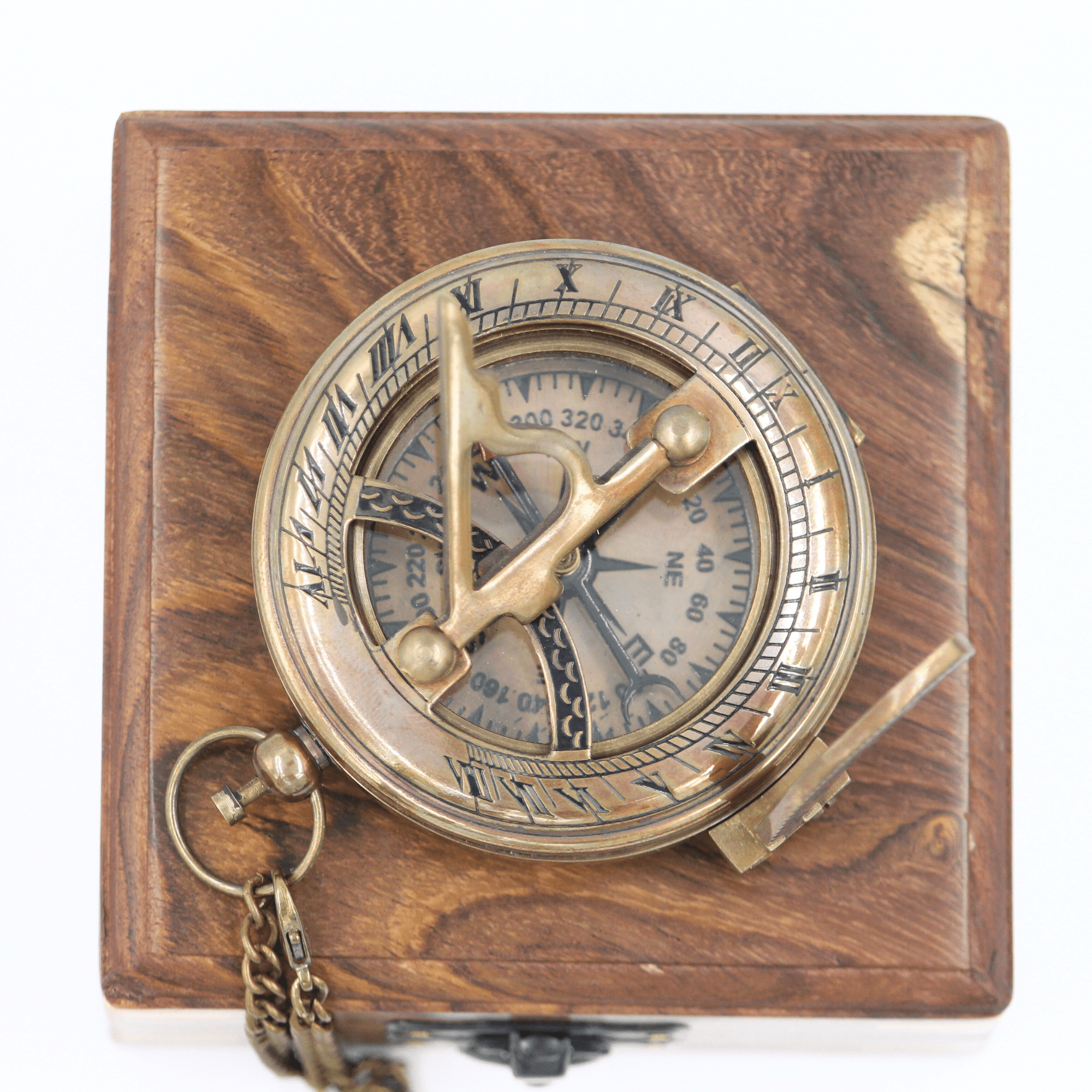 A Antique Brown Finish To My Son Compass Personalized Sundial Compass With Leather Case