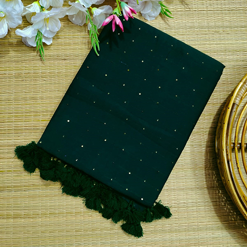 Multicolor Available Ladies Pure Cotton Sequence Work Saree
