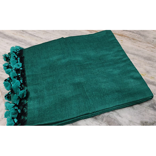 Green Ladies Pure Solid Cotton Saree