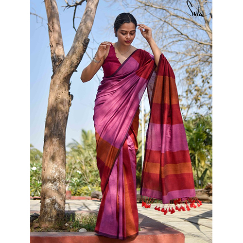 Ladies Pure Cotton Check Saree