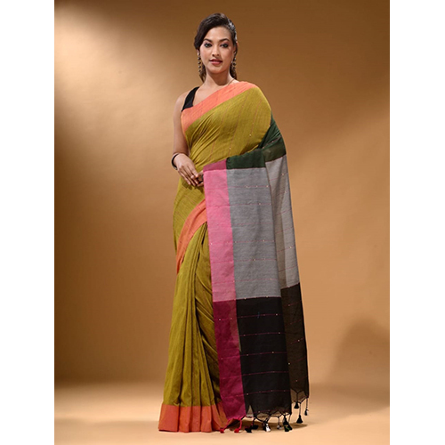 Multicolor Ladies Pure Khadi Cotton Sequence Work Saree