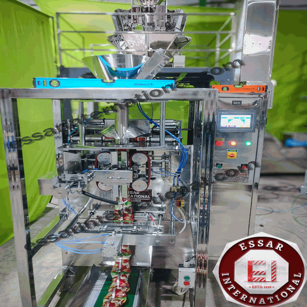 Namkeen Packing Machine - Stainless Steel, 240v Electric Drive, Silver Color | Highly Efficient, Plc Control, Automatic, Rust Proof, Heavy Duty