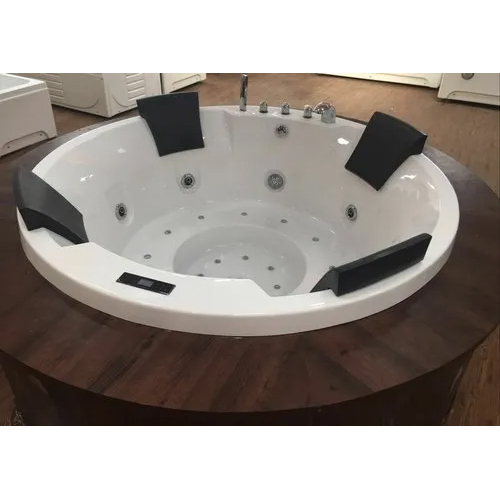 White Round Acrylic Jacuzzi Bathtub