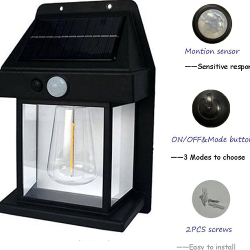 Solar Interaction Wall Lamp - Aluminum Alloy, Glass, Black | Solar-powered, Dusk-activated, Weather-resistant, Easy Installation, Sleek Design
