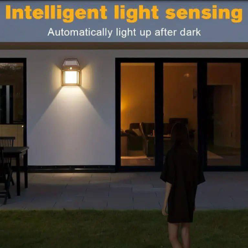 Solar Interaction Wall Lamp - Aluminum Alloy, Glass, Black | Solar-powered, Dusk-activated, Weather-resistant, Easy Installation, Sleek Design